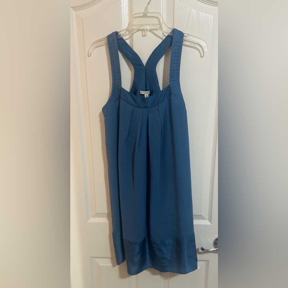 NWOT Womens Banana Republic Blue Silk Dress RacerBack Classic Monochrome Dress M